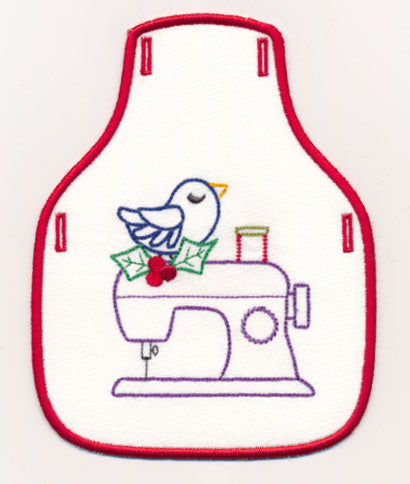 Crafty Christmas Sewing Machine Bottle Apron (Vintage) (In-the-Hoop)