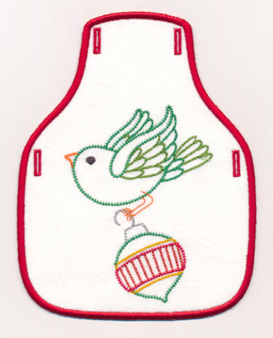 Holiday Helper Decks the Halls Bottle Apron (Vintage) (In-the-Hoop)