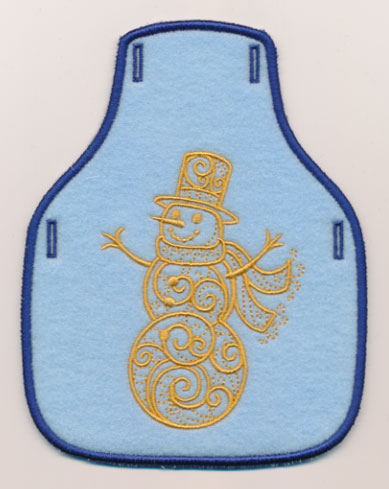 Filigree Snowman Bottle Apron (In-the-Hoop)