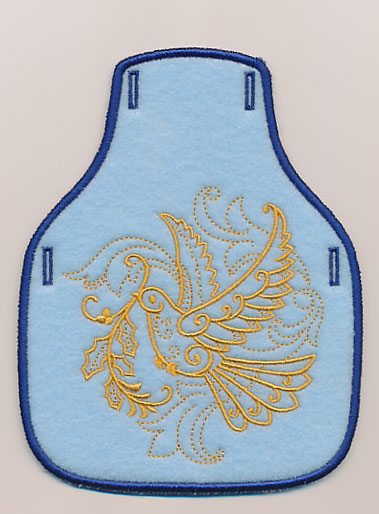 Filigree Christmas Dove Bottle Apron (Goldwork) (In-the-Hoop)