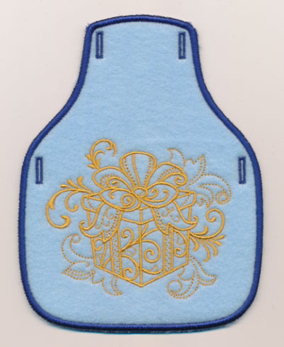 Filigree Christmas Gift Bottle Apron (Goldwork) (In-the-Hoop)