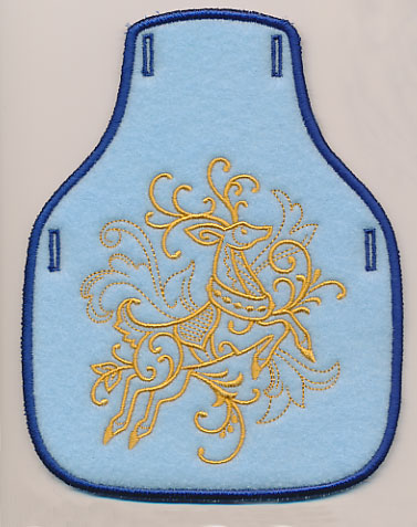 Filigree Christmas Reindeer Bottle Apron (Goldwork) (In-the-Hoop)