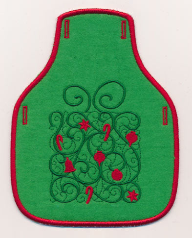 Christmas Curls Gift Bottle Apron (In-the-Hoop)