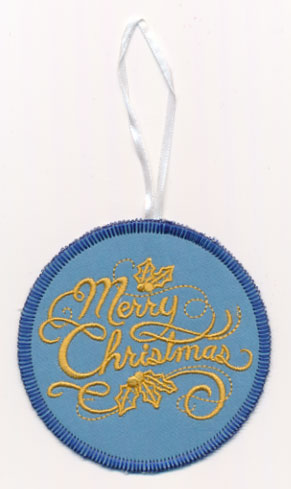 Filigree Merry Christmas Ornament (Goldwork) (In-the-Hoop)