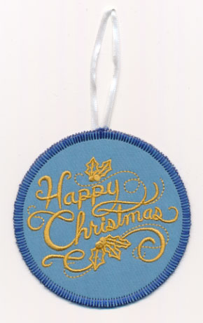 Filigree Happy Christmas Ornament (Goldwork) (In-the-Hoop)