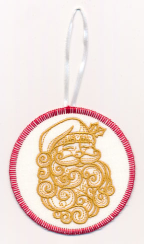 Filigree Santa Claus Ornament (Goldwork) (In-the-Hoop)