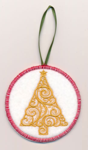 Filigree Tree Ornament (Goldwork) (In-the-Hoop)