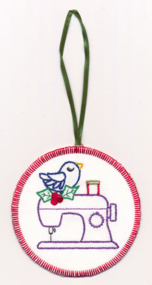Crafty Christmas Sewing Machine Ornament (Vintage) (In-the-Hoop)