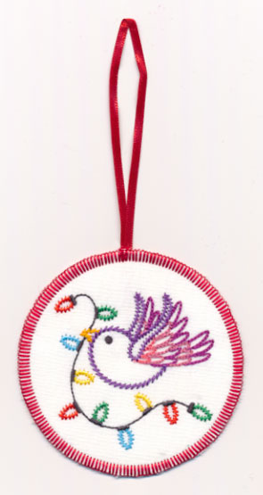 Christmas Bird with Lights Ornament (Vintage) (In-the-Hoop)
