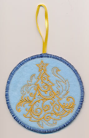 Filigree Christmas Tree Ornament (Goldwork) (In-the-Hoop)