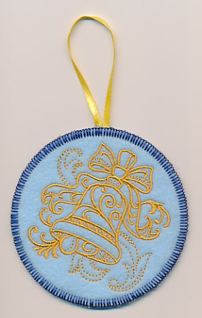 Filigree Christmas Bell Ornament (Goldwork) (In-the-Hoop)