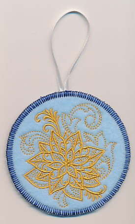 Filigree Christmas Poinsettia Ornament (Goldwork) (In-the-Hoop)