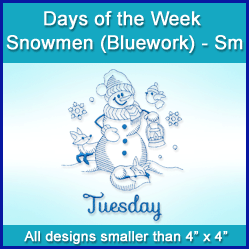 A Days of the Week Snowmen (Bluework) Design Pack