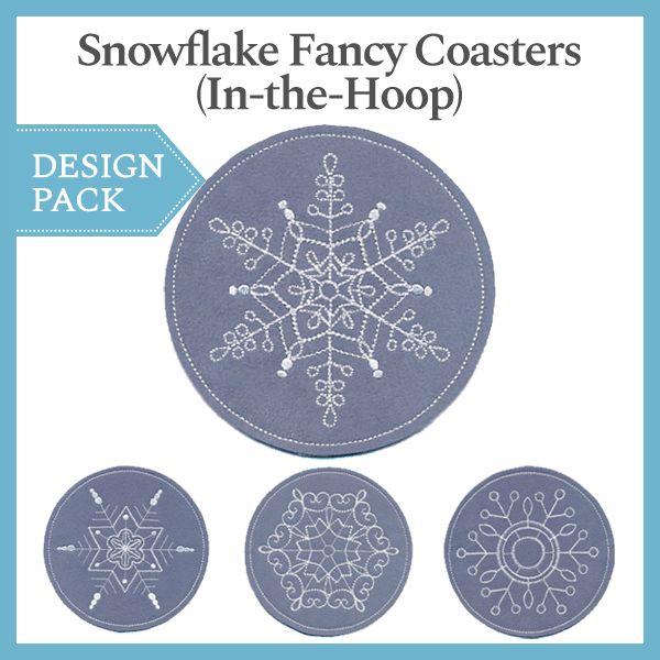 A Snowflake Fancy Coasters (In-the-Hoop) Design Pack