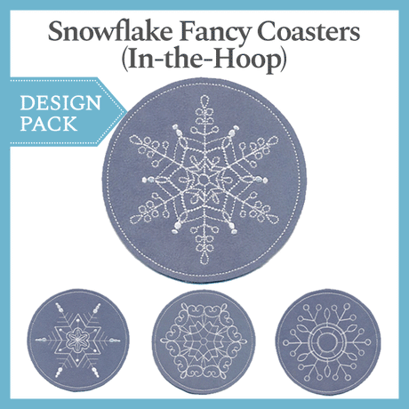 A Snowflake Fancy Coasters (In-the-Hoop) Design Pack