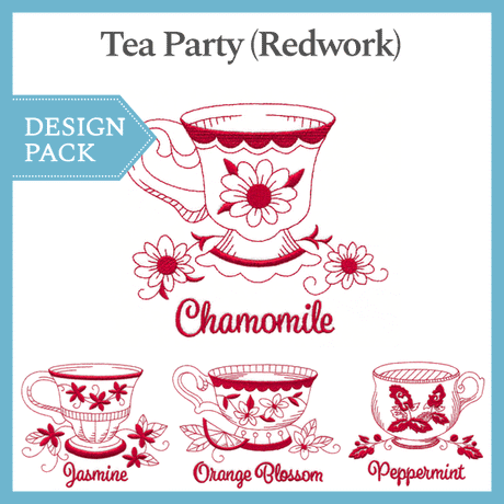 A Tea Time (Redwork) Design Pack