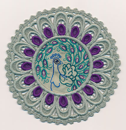 Peacock Fabric Doily (Lace)