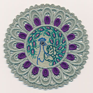 Peacock Fabric Doily (Lace)