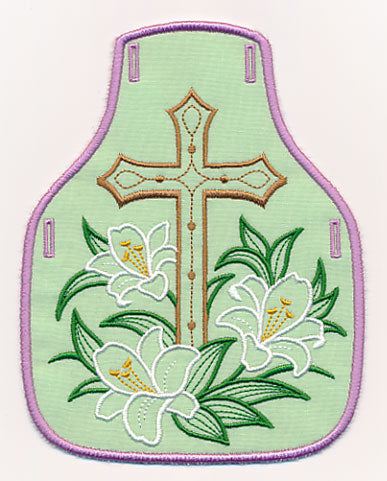 Easter Cross and Lilies Bottle Apron (In-the-Hoop)