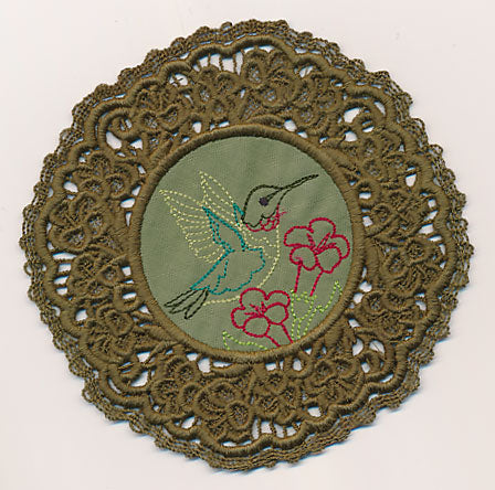 Hummingbird Fabric Doily (Lace)