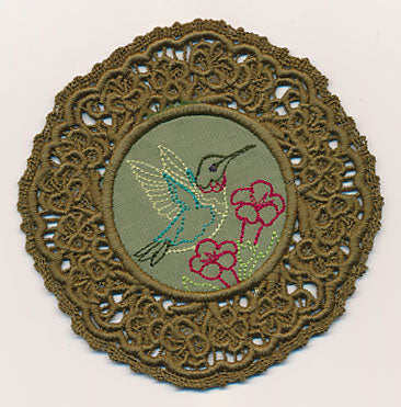 Hummingbird Fabric Doily (Lace)