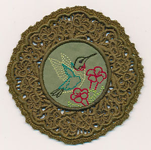 Hummingbird Fabric Doily (Lace)