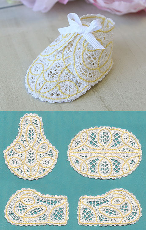 Baby Bootie in 3D (Battenburg Lace)