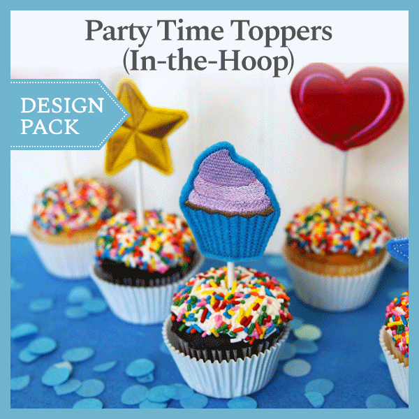 A Party Time Toppers (In-the-Hoop) Design Pack