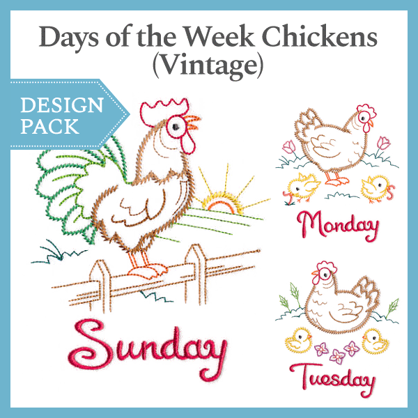 A Days of the Week Chickens (Vintage) Design Pack