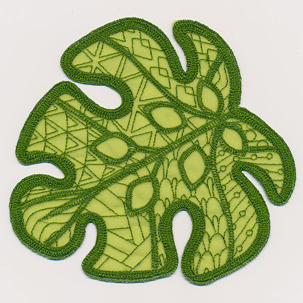 Tropical Leaf Organza Accent (In-the-Hoop)