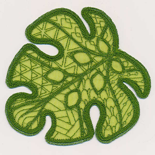 Tropical Leaf Organza Accent (In-the-Hoop)