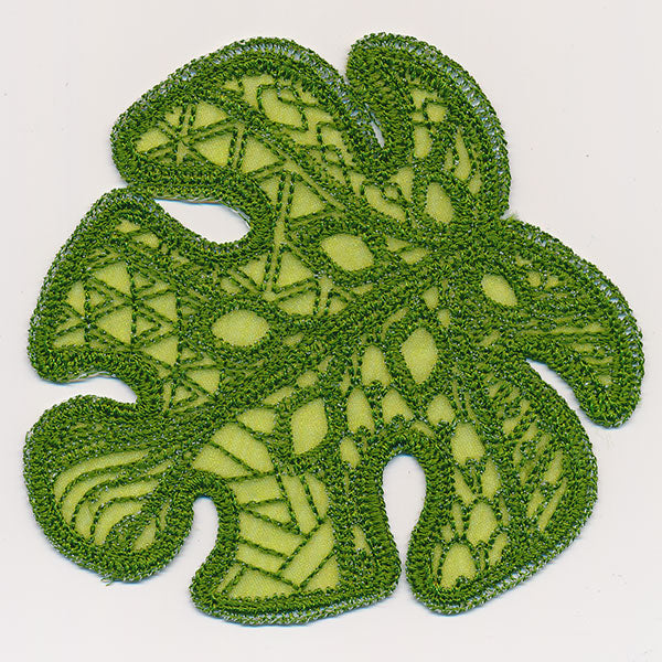 Tropical Leaf Organza Accent (In-the-Hoop)