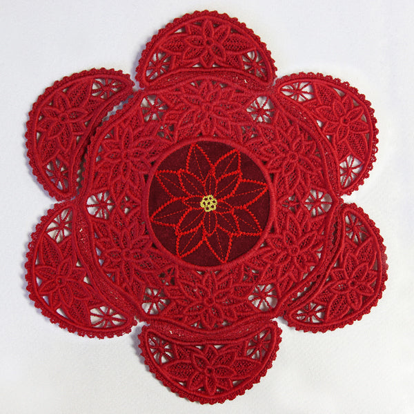 Poinsettia Fabric Doily (Lace)