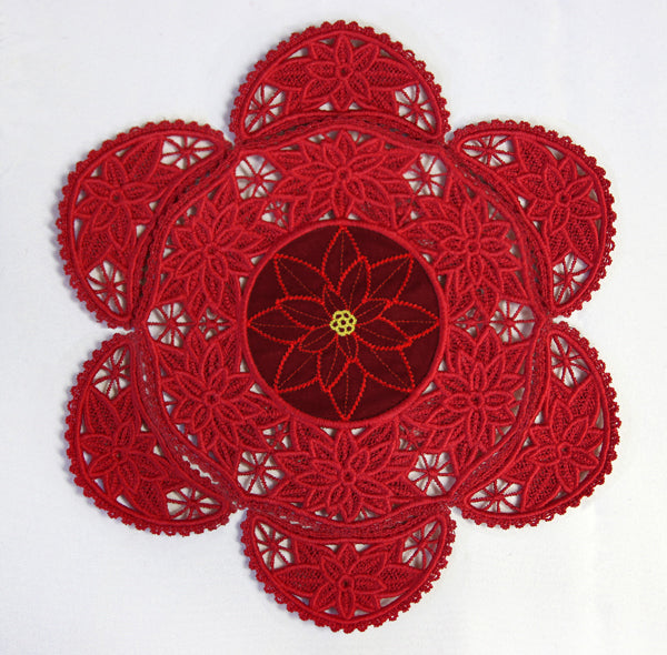 Poinsettia Fabric Doily (Lace)