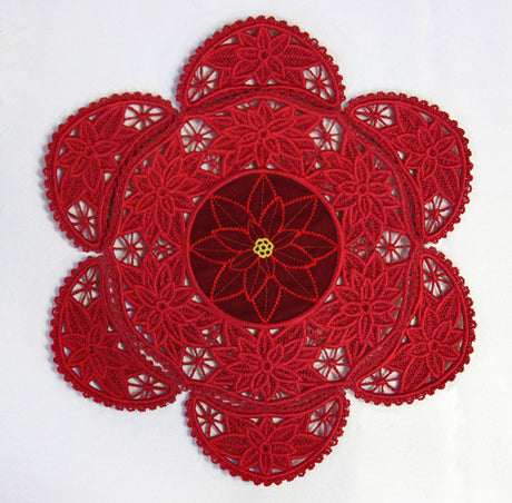 Poinsettia Fabric Doily (Lace)