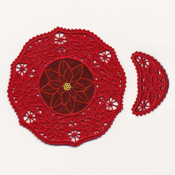 Poinsettia Fabric Doily (Lace)