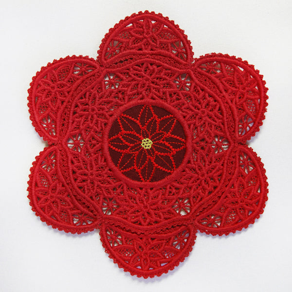 Poinsettia Fabric Doily (Lace)