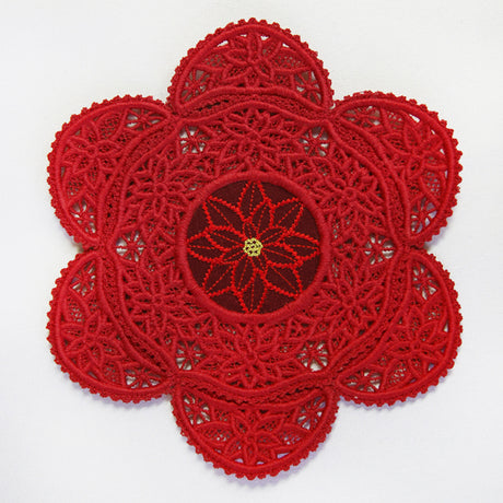 Poinsettia Fabric Doily (Lace)