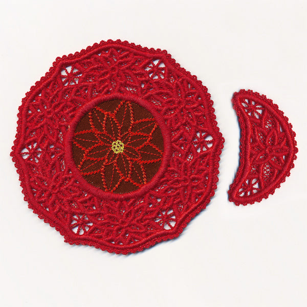 Poinsettia Fabric Doily (Lace)