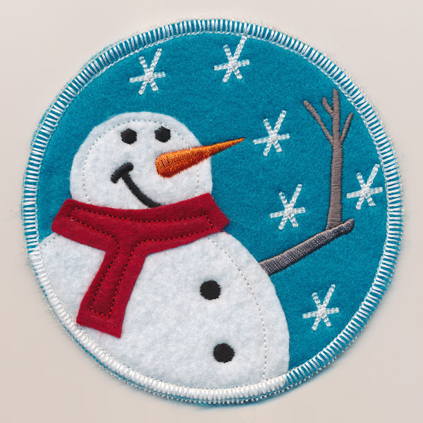 Winter Coaster - Snowman with Scarf (In-the-Hoop)