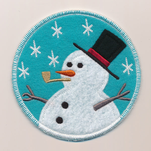 Winter Coaster - Snowman with Hat (In-the-Hoop)
