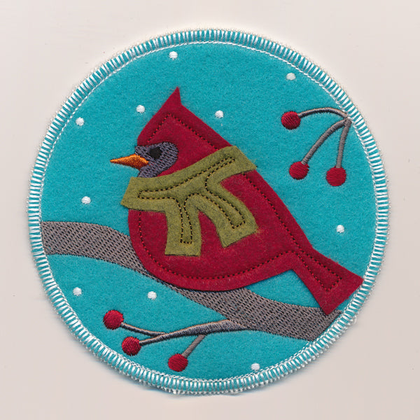 Winter Coaster - Cardinal (In-the-Hoop)