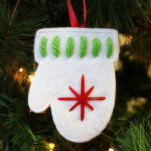 Yarn Stitch Ornament - Mitten (In-the-Hoop)