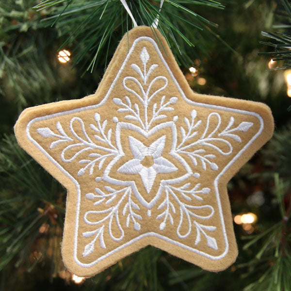 Gingerbread Cookie Ornament - Star (In-the-Hoop)