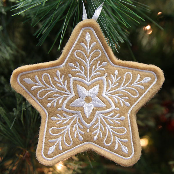 Gingerbread Cookie Ornament - Star (In-the-Hoop)