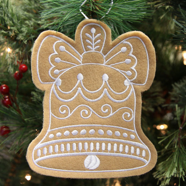 Gingerbread Cookie Ornament - Bell (In-the-Hoop)