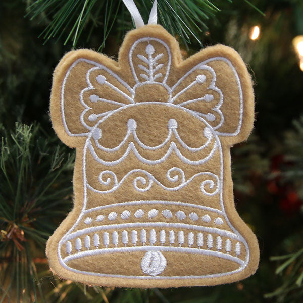 Gingerbread Cookie Ornament - Bell (In-the-Hoop)