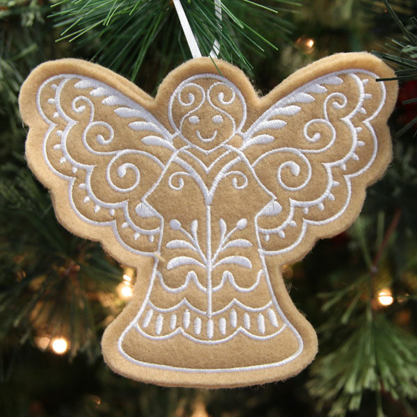 Gingerbread Cookie Ornament - Angel (In-the-Hoop)