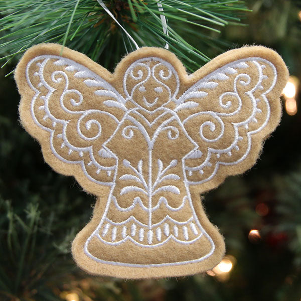 Gingerbread Cookie Ornament - Angel (In-the-Hoop)