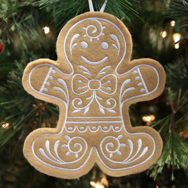 Gingerbread Cookie Ornament - Gingerbread Man (In-the-Hoop)